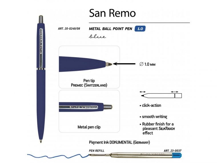 Ручка металлическая шариковая «San Remo», софт тач — изображение 3