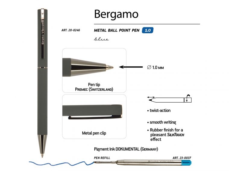 Ручка металлическая шариковая «Bergamo» — изображение 3