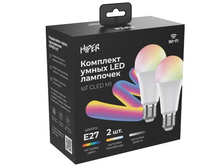 Набор из двух лампочек «IoT CLED M1 RGB», E27 — изображение 2