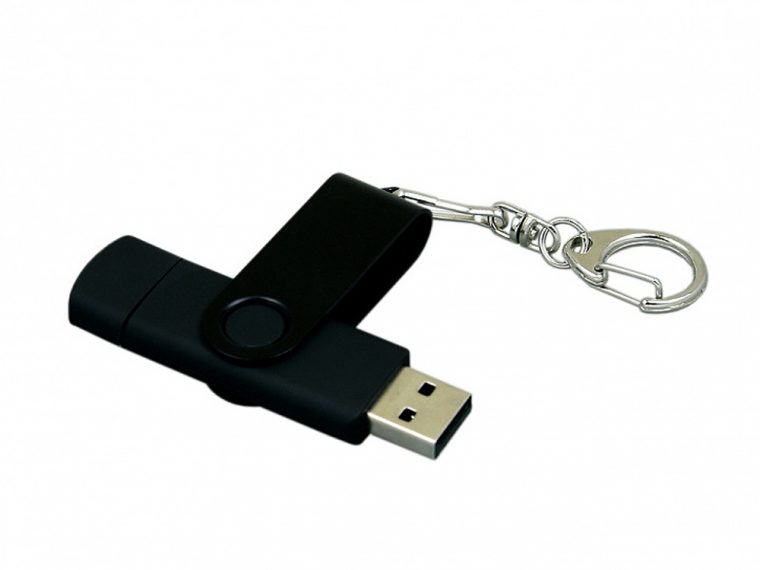 USB 2.0- флешка на 16 Гб с поворотным механизмом и дополнительным разъемом Micro USB — изображение 3