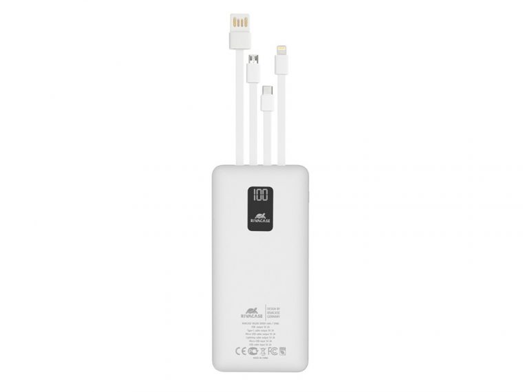 Внешний аккумулятор с дисплеем и встроенными кабелями VA2210, 10000 mAh — изображение 8