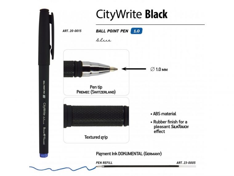 Ручка пластиковая шариковая «CityWrite Black» — изображение 3