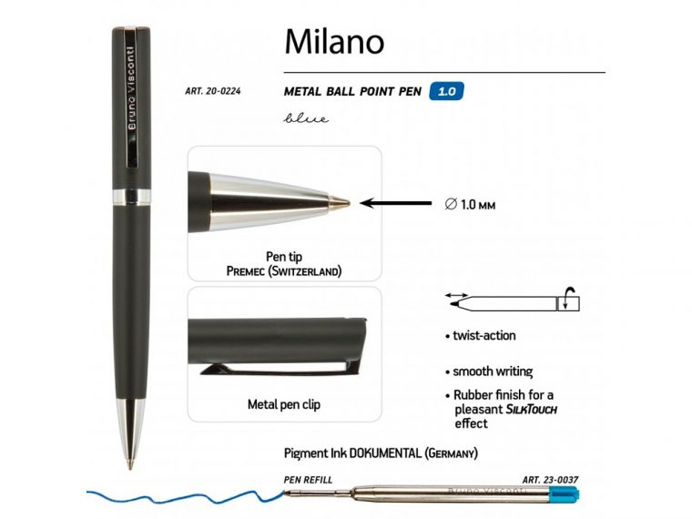 Ручка металлическая шариковая «Milano» — изображение 3