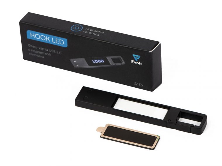 USB 2.0- флешка на 32 Гб c подсветкой логотипа «Hook LED» — изображение 9