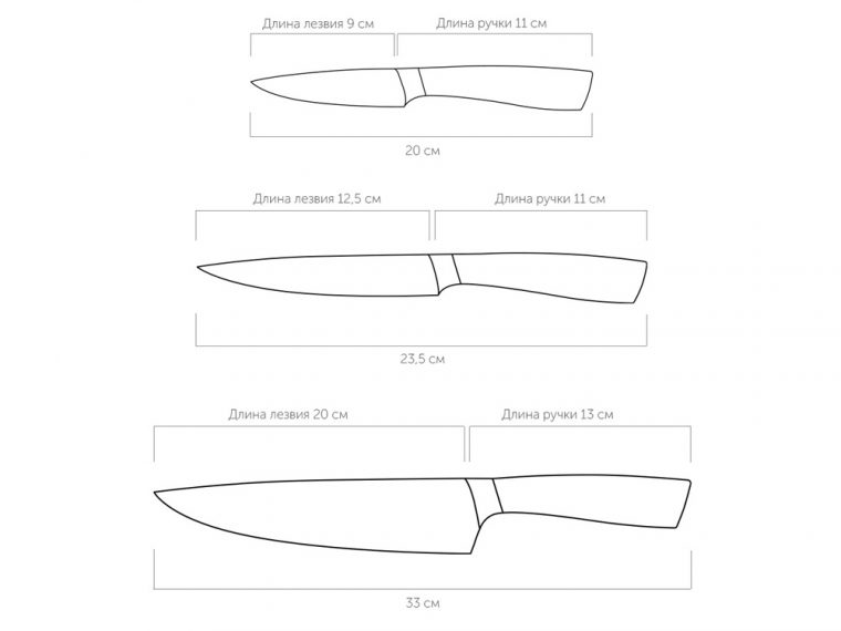 Набор из 3 кухонных ножей в универсальном блоке «UNA» — изображение 3