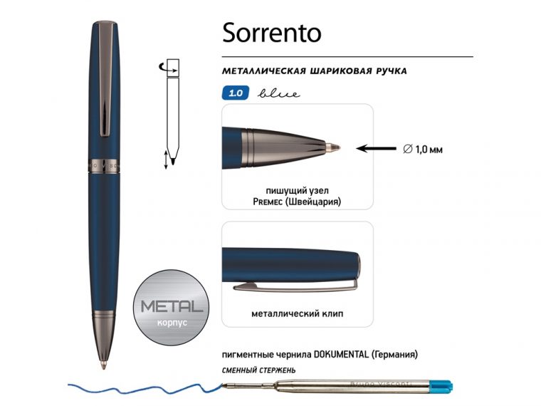 Ручка металлическая шариковая «Sorento» — изображение 3