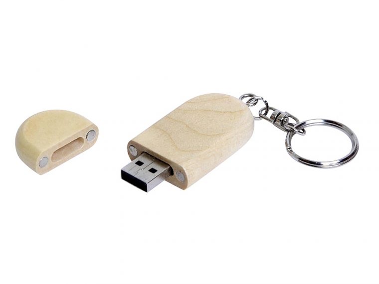 USB 2.0- флешка на 16 Гб овальной формы и колпачком с магнитом — изображение 2