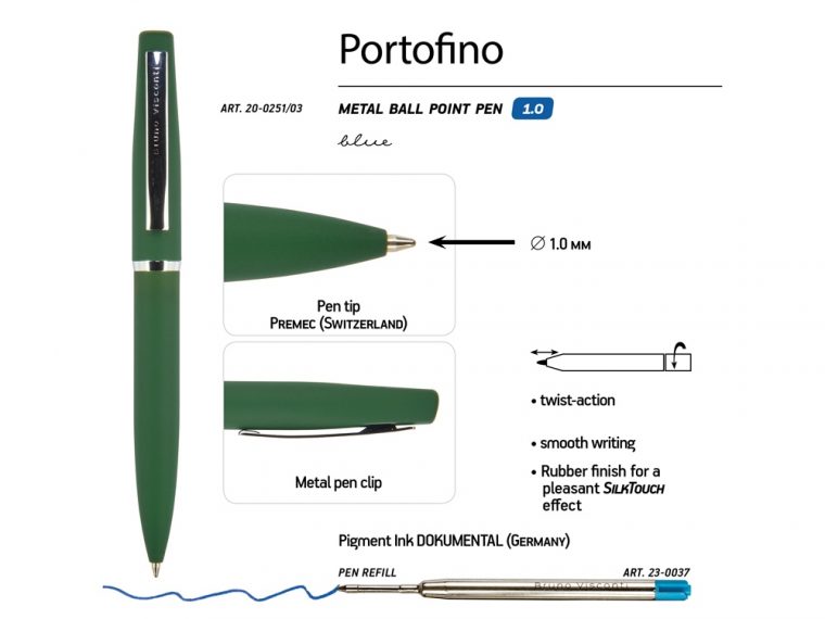 Ручка металлическая шариковая «Portofino» — изображение 3