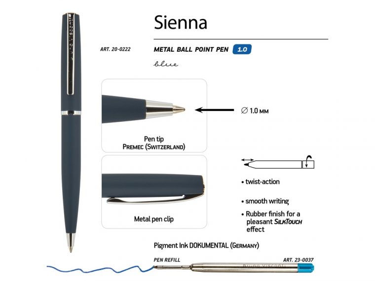 Ручка металлическая шариковая «Sienna» — изображение 3