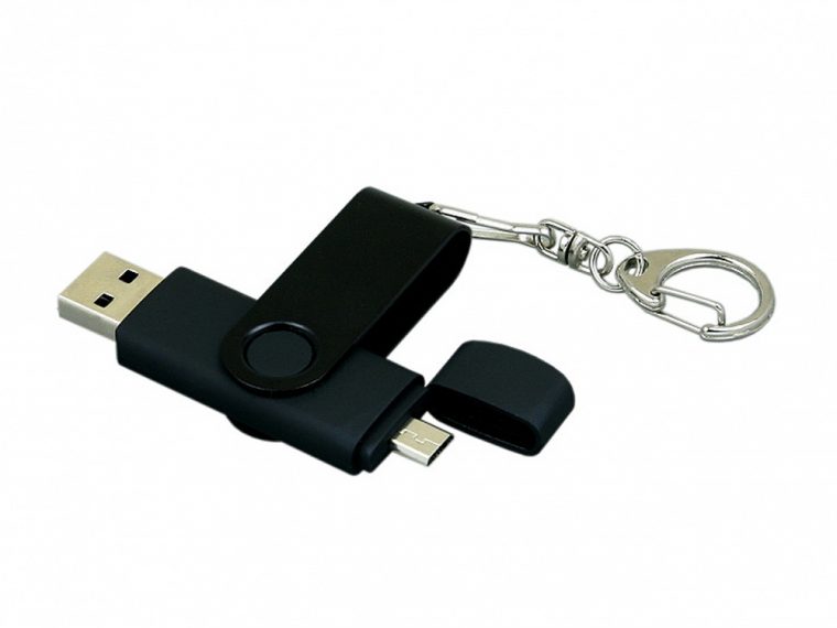 USB 2.0- флешка на 16 Гб с поворотным механизмом и дополнительным разъемом Micro USB — изображение 2