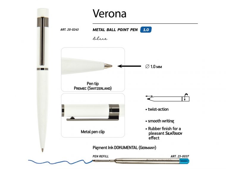 Ручка металлическая шариковая «Verona» — изображение 3