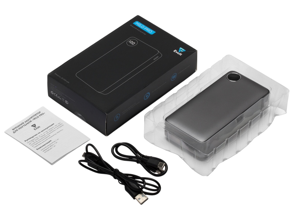 Внешний аккумулятор «Mild Pro» c быстрой зарядкой QC/PD, металлик soft-touch, 20 000 mAh — изображение 8