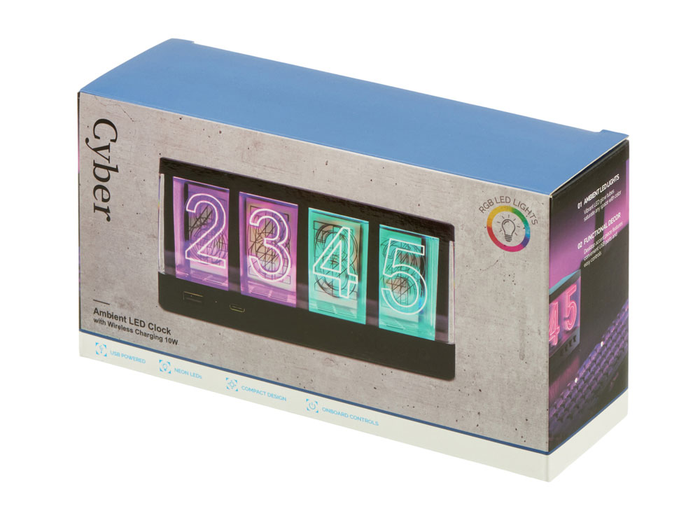 Часы с LED-подсветкой и беспроводной зарядкой «Cyber», 10 Вт — изображение 13