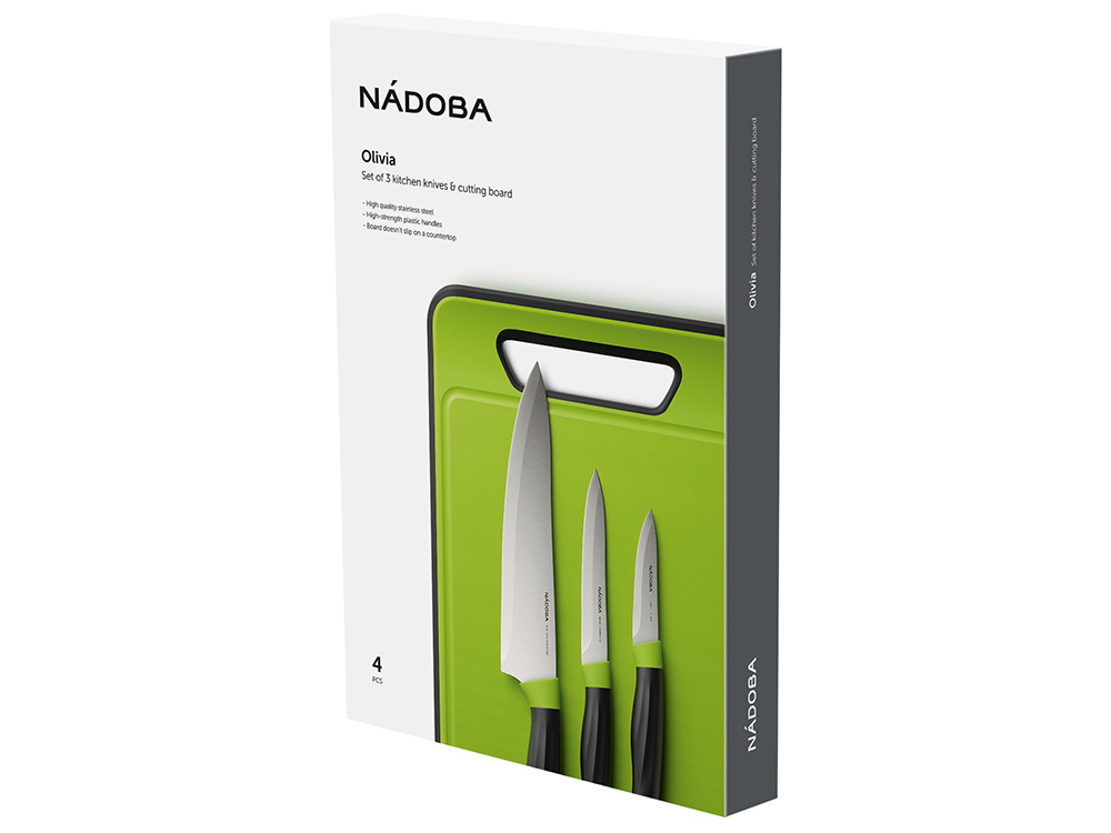 Набор из 3 ножей с пластиковой разделочной доской «OLIVIA» — изображение 2