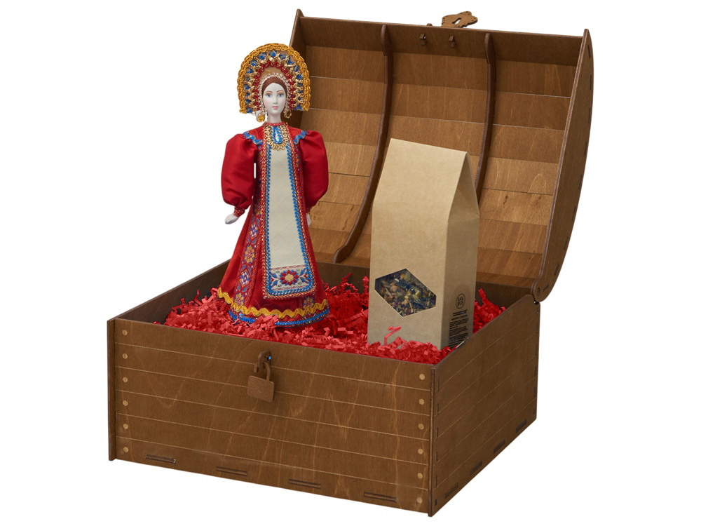 Подарочный набор: кукла фарфоровая, чай "Малина с мятой" — изображение 4