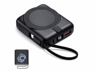 Магнитный беспроводной внешний аккумулятор c подсветкой лого «Энчант», 10000 мАч