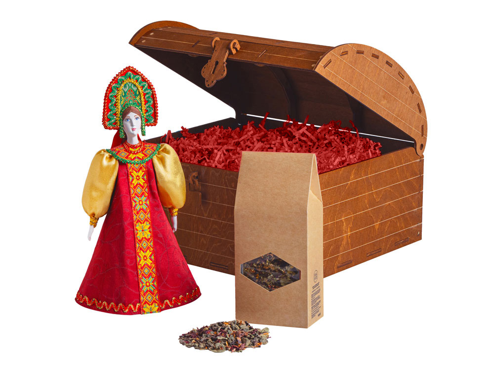 Подарочный набор: кукла фарфоровая, чай "Малина с мятой" — изображение 5