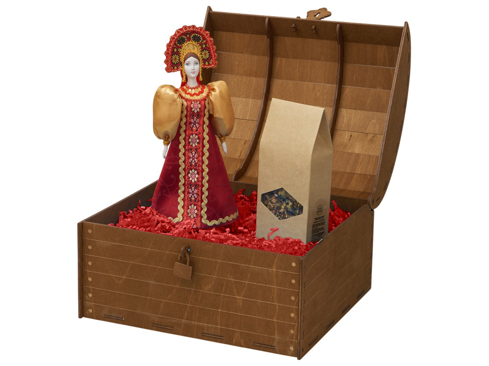 Подарочный набор: кукла фарфоровая, чай "Малина с мятой" — изображение 3