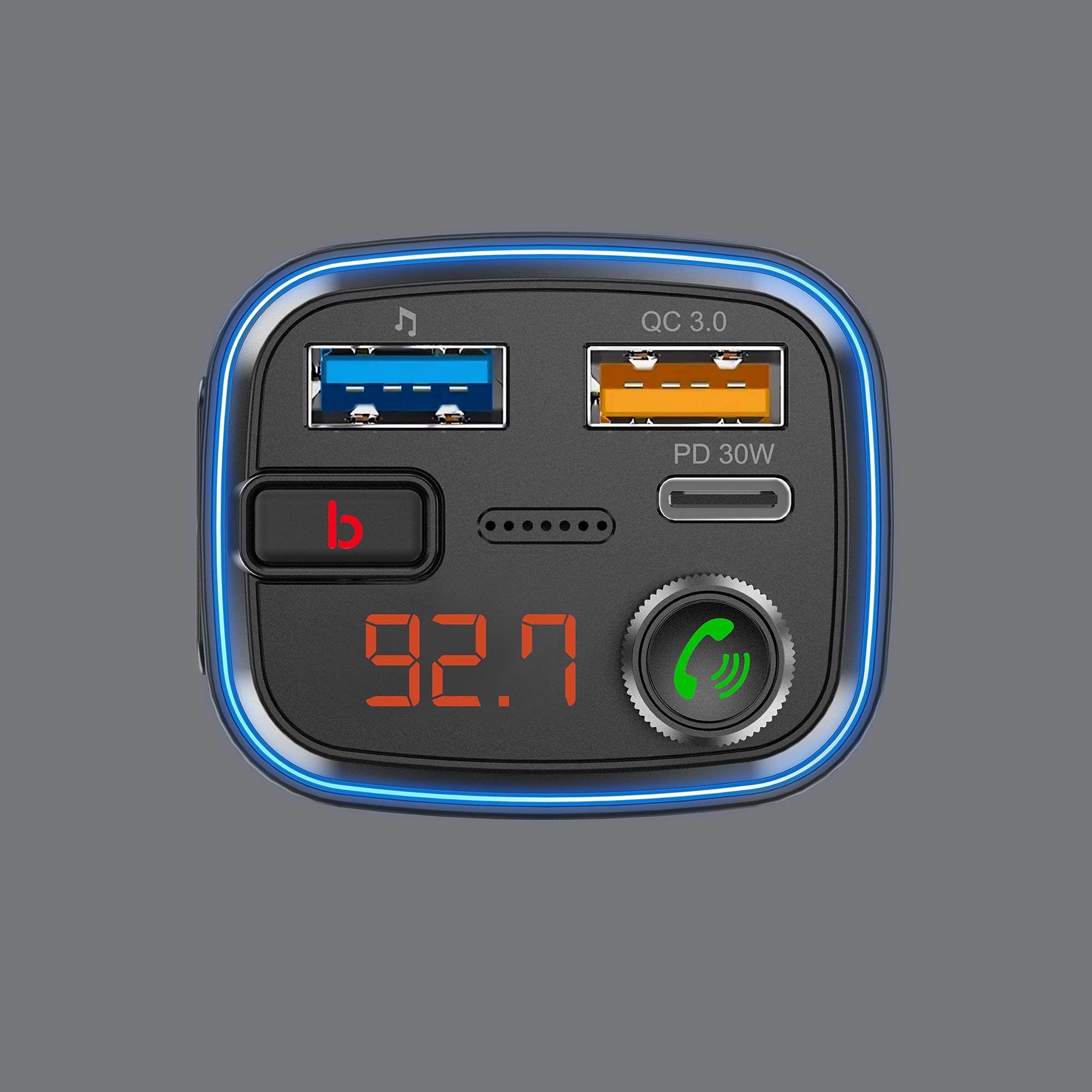 FM-трансмиттер Wave Pro, QC/PD, LED, 48Вт, ENC, Bass boost — изображение 4