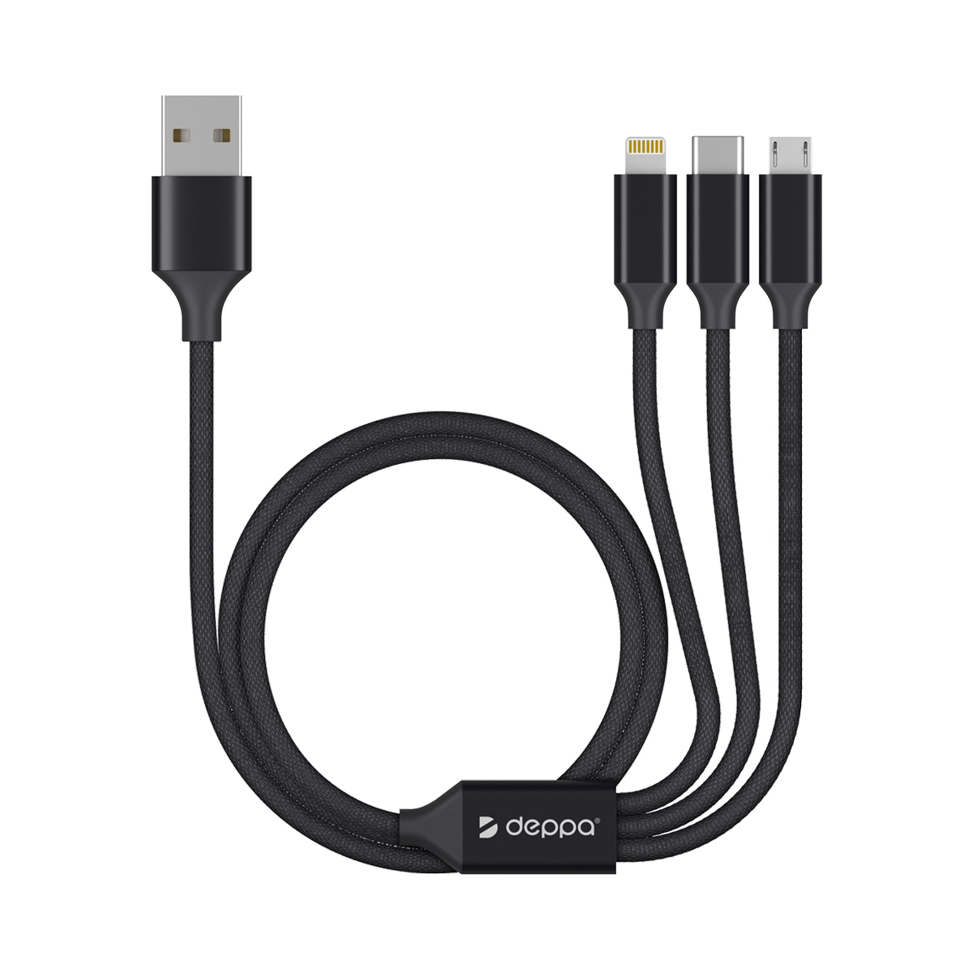 Дата-кабель 3 в 1: micro USB, USB-C, Ligthning, алюминий, 1.2м — изображение 2