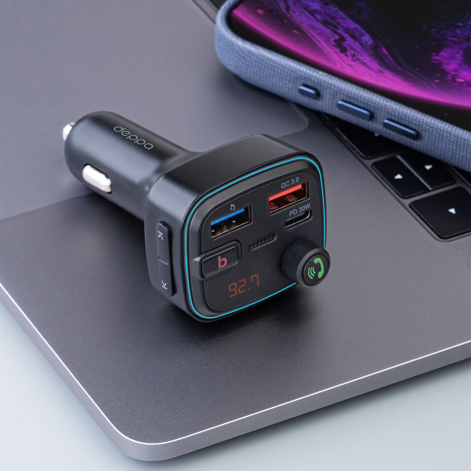FM-трансмиттер Wave Pro, QC/PD, LED, 48Вт, ENC, Bass boost — изображение 7