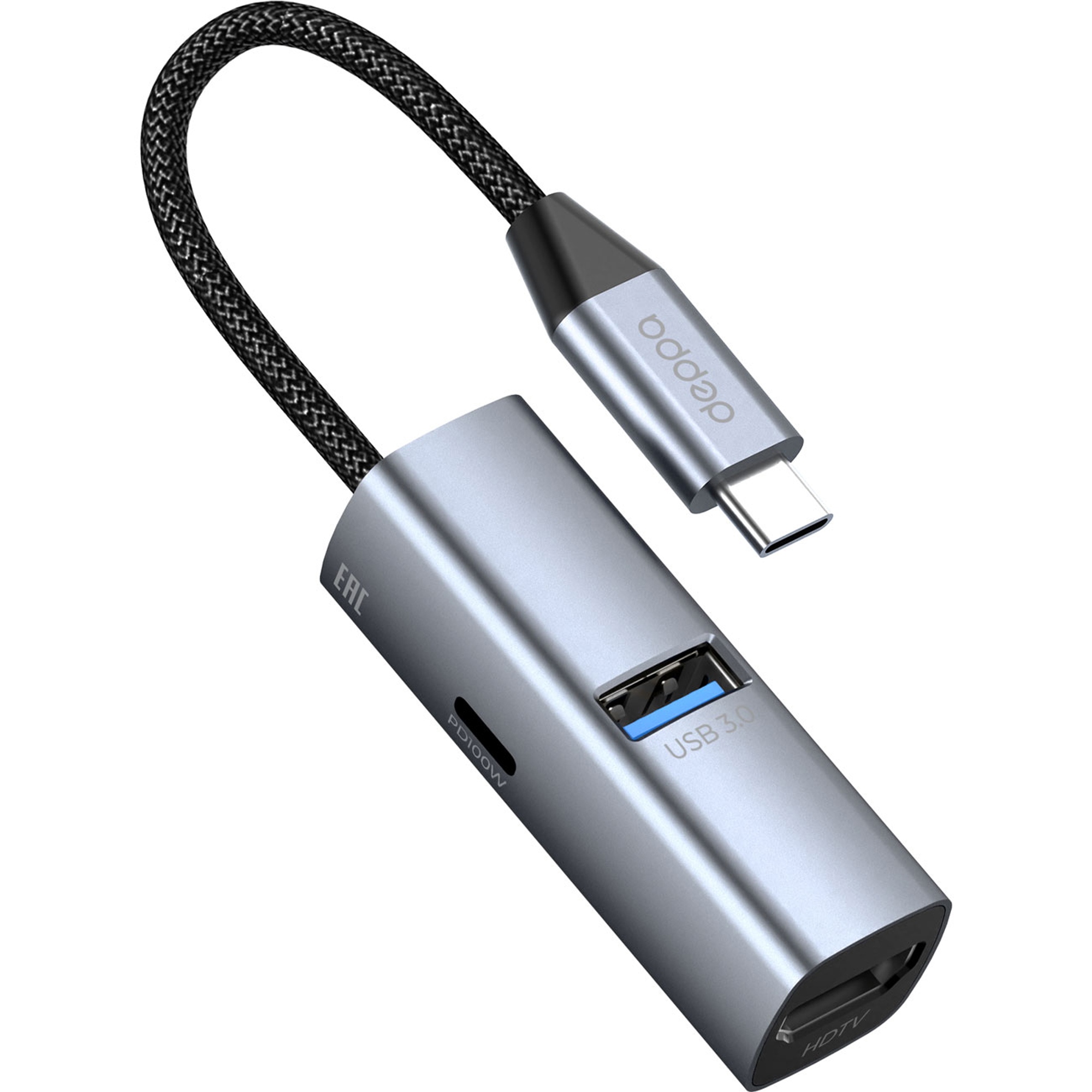 USB-хаб 3 в 1 USB-C - USB-A3.0 + USB-C PD100Вт + HDMI — изображение 2