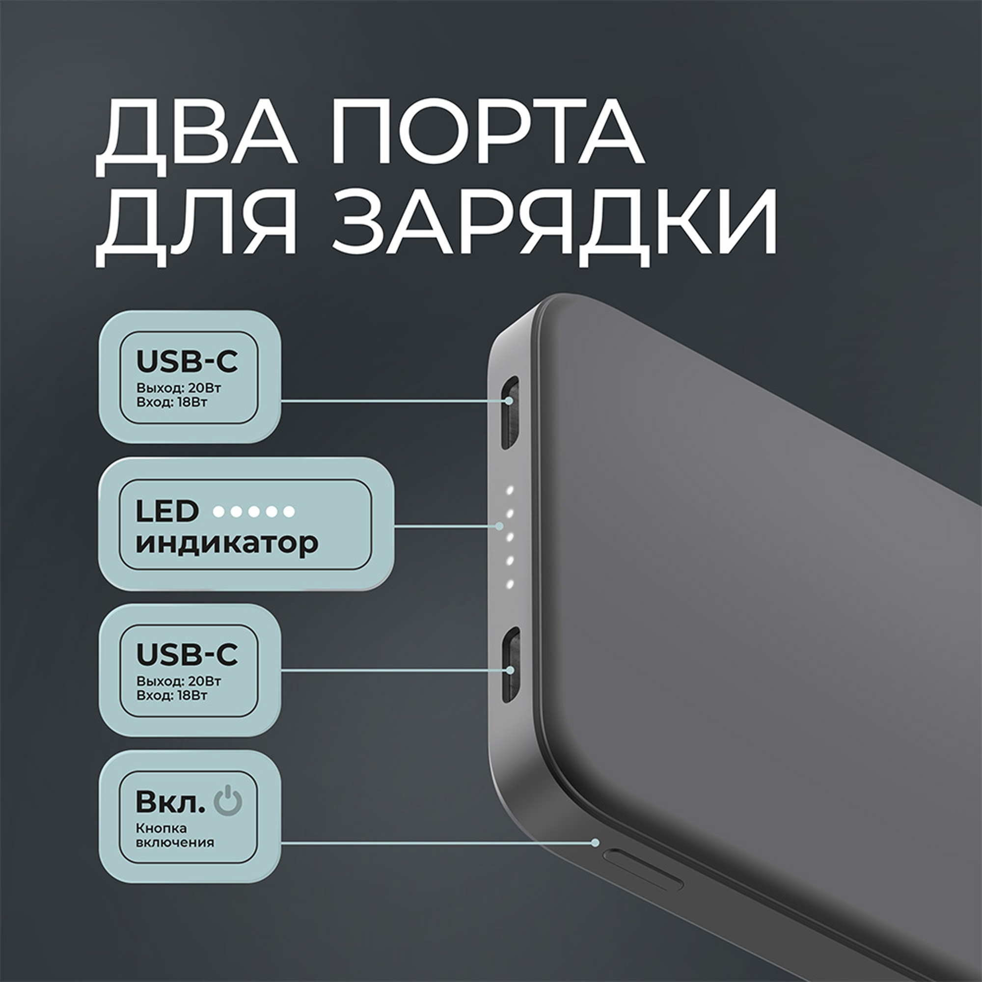 Внешний АКБ NRG Turbo S 10000 mAh, 20Вт — изображение 4