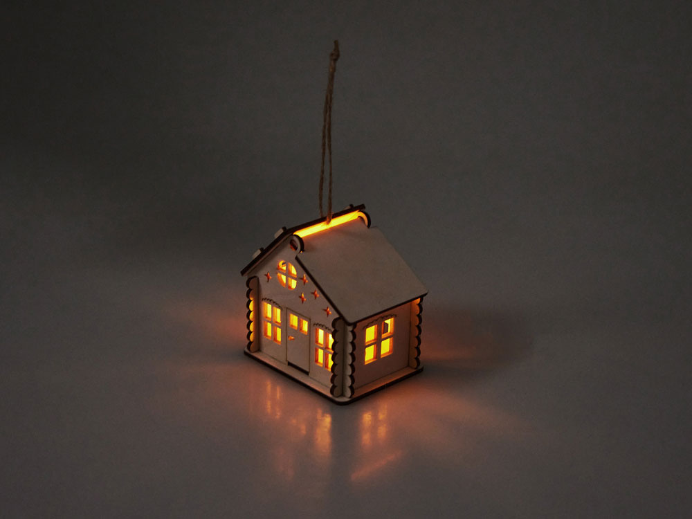 Деревянная подвеска на елку с подсветкой «Lumihut» — изображение 2
